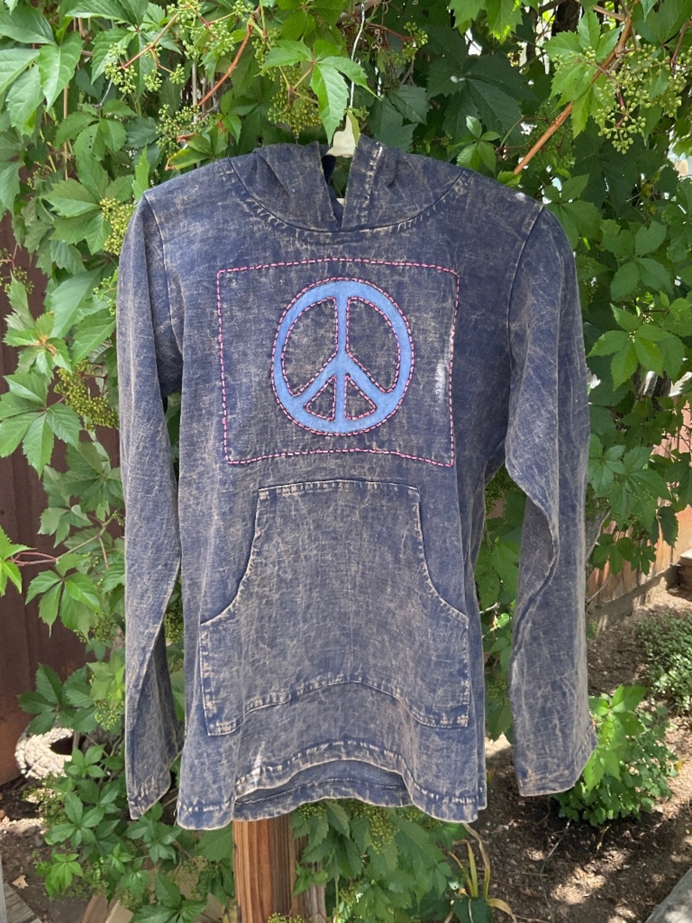 Acid Washed Yak n Yeti Peace Sign Hoodie